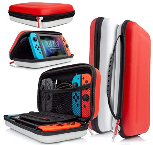 ORZLY Funda para Transportar la Nintendo Switch, (Roja/Blanca) Funda Dura de Viaje para Llevar la Nintendo Switch y Sus Accesorios