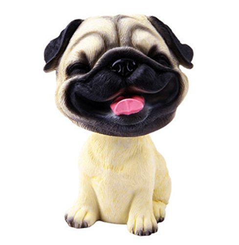 OZUKO Pug Bobblehead - Figura decorativa para salpicadero de coche, diseño de cabeza de perro