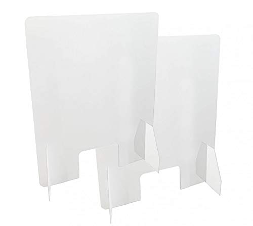 Pack (2) Mamparas de metacrilato de 80cm ancho x 60cm de alto, 3 mm de grosor, ventana de 15 x 26 cm, transparente