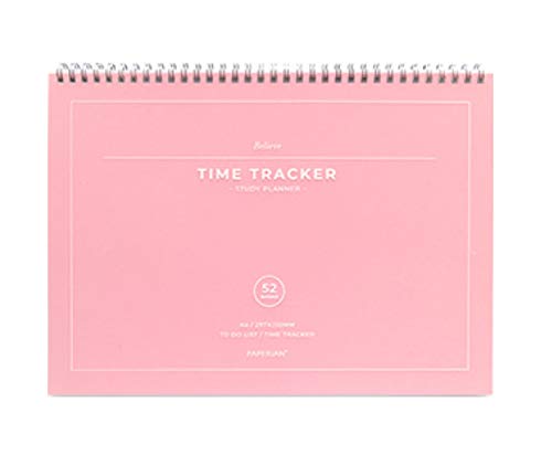 PAPERIAN Believe Time Tracker – Agenda de estudios, tamaño A4, sin fecha, lista de tareas, agenda (rosa)