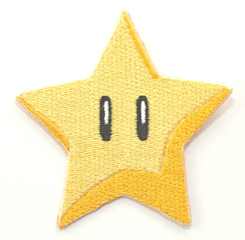 Parche bordado encendido estrella de oro de hierro en placa coactivador traje de Mario Kart/Snes/Cosplay Mario World // Mario Allstars Super Mario Bros