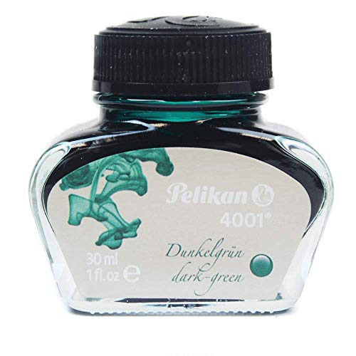 Pelikan 300056 - Tinta para pluma estilográfica 4001, frasco de vidrio de 30 ml, color verde oscuro