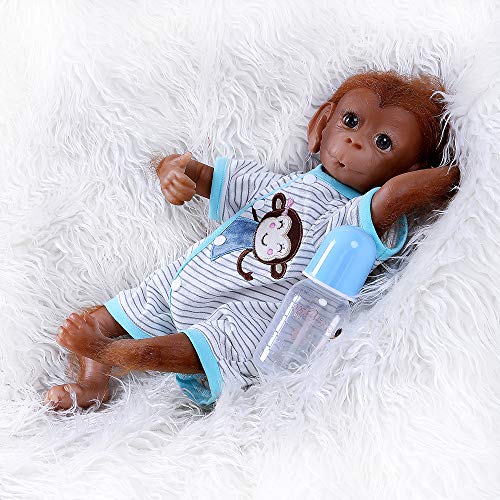 Pinky Reborn Muñecos Bebe Reborn Niña Mono Bebé 18 Pulgadas 45cm Silicona Muñeca Mono Bebe Muñeca Parece Realista Precioso Mono de Piel Juguete colección