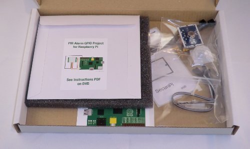 PIR Motion Alarm GPIO Project Kit for Raspberry Pi. Includes mini PIR module, 3x IDC female to female cables, plastic nuts & bolts, drill bit, drill template sticker, plastic ties. Also includes easy-to-follow PDF manual & example scripts. Capture photos 
