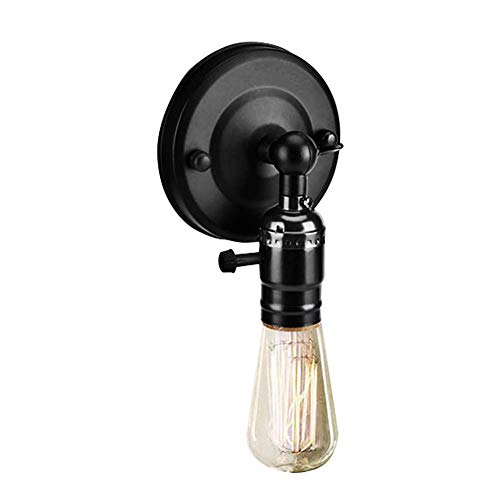 Portalámparas colgante Edison, Sostenedor de la luz de la vendimia, E27 Edison Retro titular de la lámpara de pared con interruptor para uso doméstico y decoración 220V de plata(Negro)