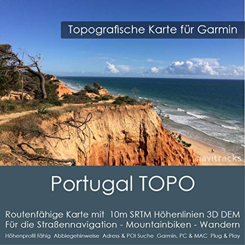 Portugal Carte Garmin Topo 4 Go Micro SD Carte de loisirs. Carte Topographique GPS pour vélo randonnée Randonnée Trekking Geocaching & Outdoor. GPS, PC et Mac