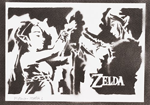 Poster Zelda y Link Grafiti Hecho a Mano - Handmade Street Art - Artwork