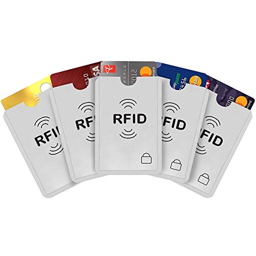 Protector de tarjetas de crédito, 24 fundas de bloqueo RFID para tarjetas de crédito, débito, pasaporte, plata, 9 x 6,3 cm