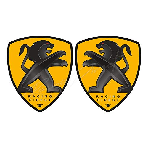Racing Direct - Lote de 2 pegatinas de escudo con logotipo de Peugeot Sport para 206 207 208 307 308 107 5008