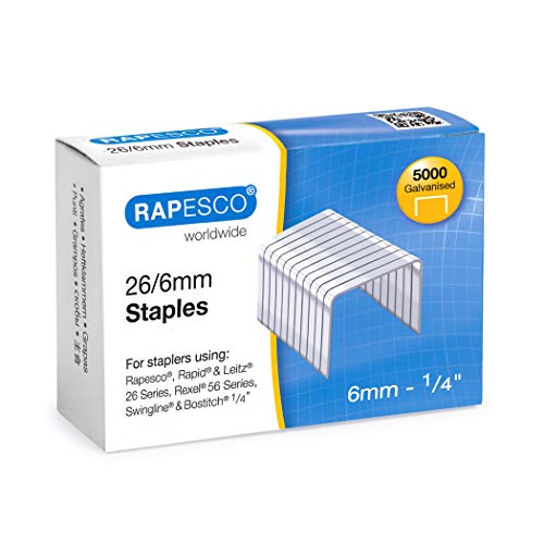 Rapesco - Caja de 5000 grapas 26 / 6 mm, uso standard en la mayoría de grapadoras