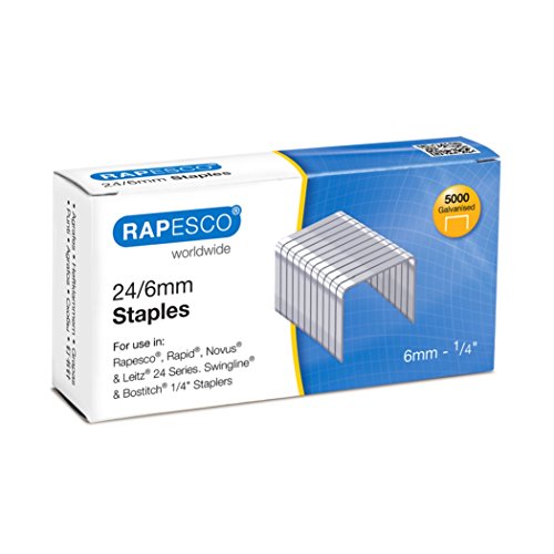 Rapesco Grapas - Caja de 5000 grapas 24/6mm (22/6), uso habitual en la mayoria de grapadoras