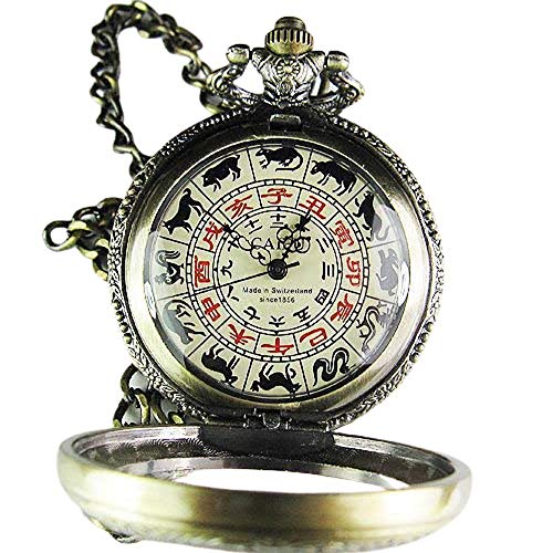 Rare Reloj de bolsillo mecánico antiguo del zodiaco chino