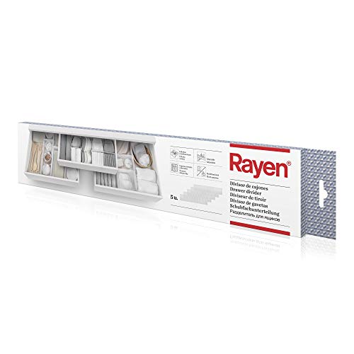 Rayen - Divisor de cajones adaptable. Separador de cajones con infinitas combinaciones. Organizador de cajones multifuncional. 5 unidades de 49.5 x 10 cm