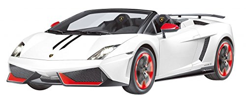 ✪ RC Lamborghini Gallardo LP 570-4, en Blanco, Modelo de Coche con Mando a Distancia, Escala: 1:14, Rango de Control: 15 m, con luz, Mando a Distancia y dirección finamente Ajustable.