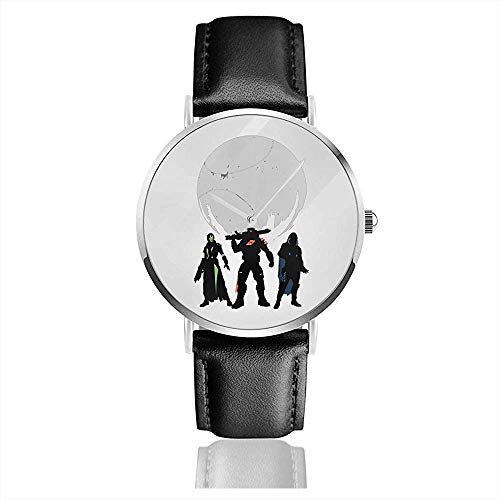 Relojes de Cuero Unisex Juego-Art-Destiny-Artwork-Pinterest-Destiny-2-Black Fashion Easy Reader Reloj de Pulsera de Cuarzo