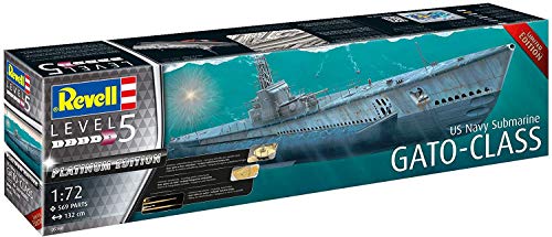 Revell- Platinum Edition US Navy Gato Class Submarine Kit Modello, Color Plateado (05168)