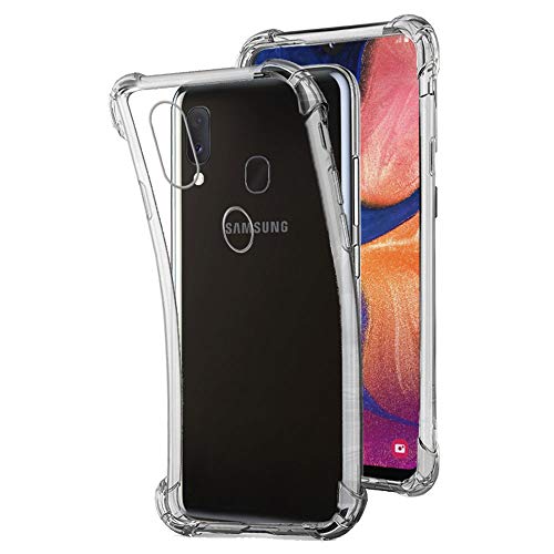 REY - Funda Anti-Shock Gel Transparente para Samsung Galaxy A20e, Ultra Fina 0,33mm, Esquinas Reforzadas, Silicona TPU de Alta Resistencia y Flexibilidad