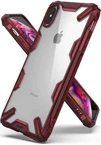 Ringke Fusion-X Compatible con Funda iPhone XS MAX 6.5" Ergonómico Transparente [Defensa Provista Caída Militar] Firme PC Back TPU Bumper Resistente Impactos Cover para Apple iPhone XS MAX - Ruby Red