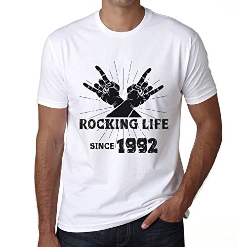 Rocking Life Since 1992 Cumpleaños de 29 años Hombre Camiseta Blanco Regalo De Cumpleaños