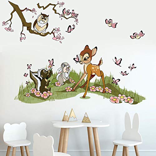 Runtoo Pegatinas de Pared Animales Flores Stickers Adhesivos Vinilo Bambi Decorativas Infantiles Habitacion Bebe