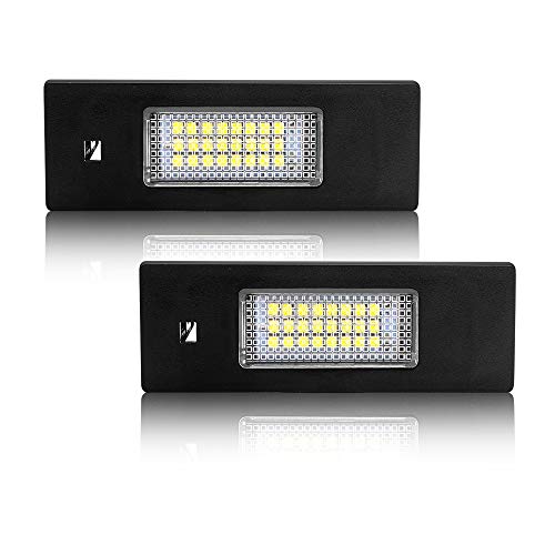 Safego Luz de matrícula LED para Coche Lámpara Número Placa Luces 2835 SMD 6000K Xenón Blanco para B-M-W E87 E81 F20 E63 E64 F12 F13 Z4/E85 etc, 2 Piezas, 1 año de Garantía