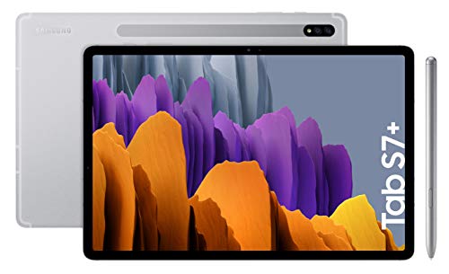 Samsung Galaxy Tab S7+ - Tablet de 12.4" QHD (Wifi, Procesador Qualcomm Snapdragon 865 Plus, RAM de 6GB, Almacenamiento de 128GB, Android 10, S Pen incluido) - Color Plata [Versión española]