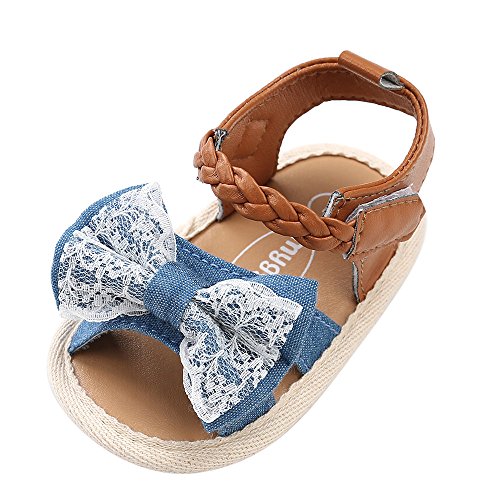 Sandalias niñas Xinantime Zapatos bebés de Verano para niñas Chica Sandalias con cinturón Tejido bebé Sneaker Zapatillas Planas Bowknot Zapatos Princesa Calzado (12-18 Meses, Azúl)