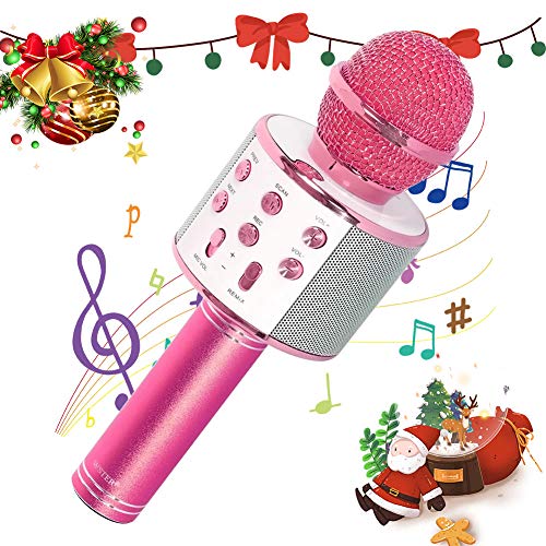 SaponinTree Micrófono Karaoke Bluetooth, 3 en1 Microfono Inalámbrico Karaoke Portátil para Niños Canta Partido Musica Compatible con Android/iOS PC