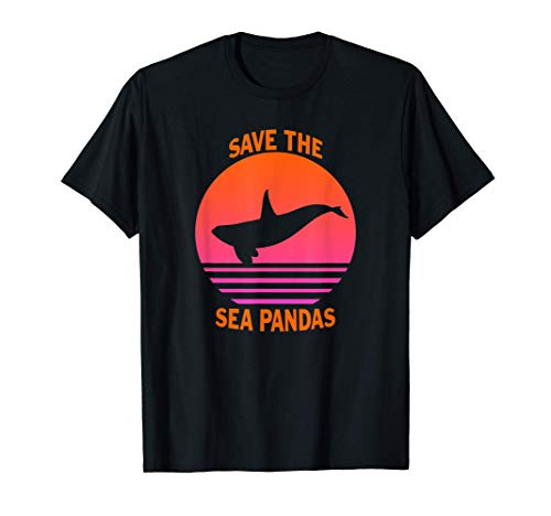 Save The Sea Panda de Mar Retro Ballena Asesina Orco Camiseta