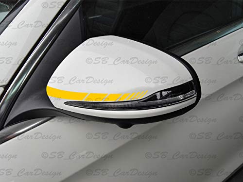 SB CarDesign Spiegelstreifen para Mercedes Benz Clase C W205 Clase E W213 X253 AMG Rayas - Amarillo