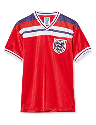 Score Draw - Camiseta de fútbol Retro de Inglaterra de 1982, Hombre, Camiseta de fútbol Retro, ENG82AWCFPCSSXSF, Rojo, XS