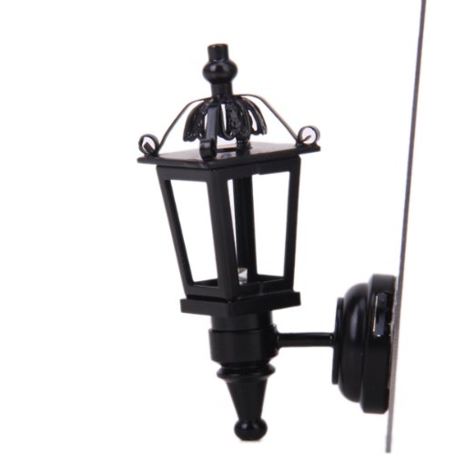 Sharplace 1:12 LED Lámpara de Pared Iluminación Metal Negro en Miniatura para Casa de Muñeca