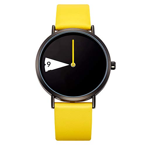 SHENGKE Reloj Minimalista para Mujer Correa de Cuero Ultrafina Moda Relojes de Cuarzo para Mujer Relojes a Prueba de Agua Reloj de Mujer,Yellow