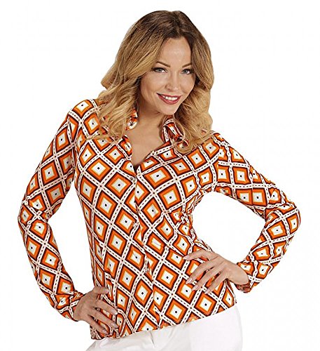 Shoperama - Blusa retro de los años 70 para mujer, con y sin patrón, disfraz de discoteca, camiseta, talla: L/XL, color: Rhombus