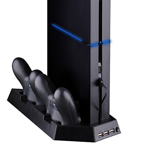 SmaAcc Ventilador con estación de carga dual para controladores PS4 / controladores DualShock 4 (No compatible con PS4 Slim / Pro)