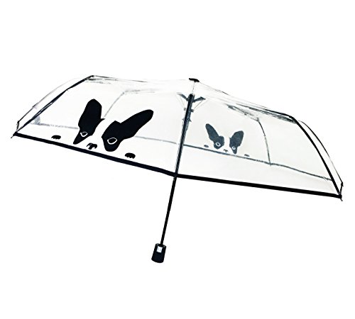 SMATI Paraguas Plegable Transparente con Perro automático antiviento Ultra Solido