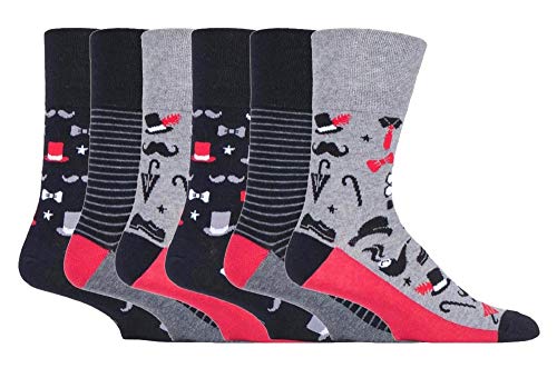 Sock Shop - Calcetines elásticos para hombre (6 unidades, agarre suave, no elásticos) - gris -