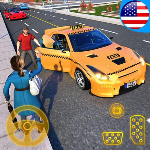 Sports Car Crazy Taxi Driver 2019: Yellow Cab American Car Driving Simulator Games for Kids - FREE