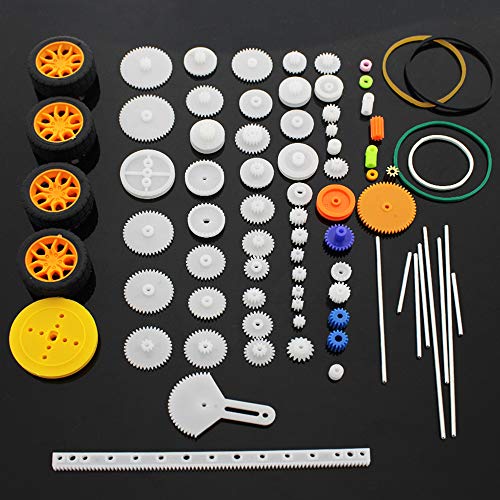 SPTwj Conjunto de Ruedas de Eje de Engranajes de plástico 78 Piezas Engranaje de Doble reducción Simple Gusano de Engranaje Robot Piezas de automóvil Kit 
