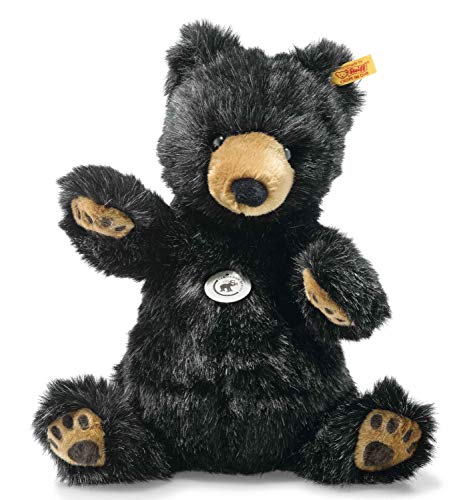 Steiff- Jubiläumsausgabe 140 Jahre Original Grizzly BAER Josey Aprox. 27 cm. Peluche de la Marca botón en la Oreja. para bebés Desde el Nacimiento, Color Negro (113291)