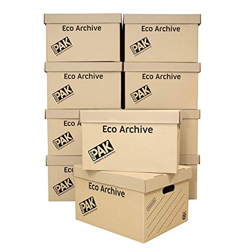 StorePAK Eco Archive/Almacenamiento Cajas de cartón y tapas – Fácil de montar, almacenamiento en casa, oficina y mudanzas – 26 x 34 x 43 cm (10 unidades)