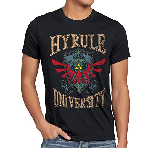style3 University of Hyrule Camiseta para Hombre T-Shirt, Talla:XL;Color:Negro