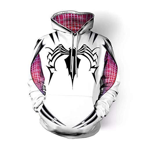 Sudadera con Capucha Unisex Spiderman Series Gwen Spider Sweater Nuevo Cosplay Anime Sudadera con Capucha Impresa En 3D Pullover Transpirable,5XL