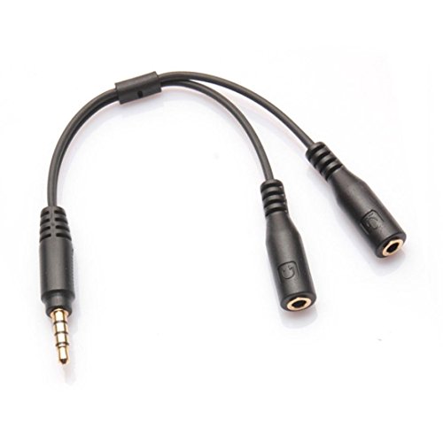 Susenstone Audio Estéreo 3.5mm macho a 2 Mujer Headset Micrófono Y Cable adaptador divisor