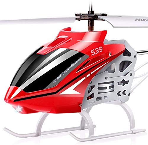 SYMA Helicóptero teledirigido S39 RC helicóptero 3,5 canales, 2,4 GHz, luz LED y giroscopio, regalo para niños, color rojo