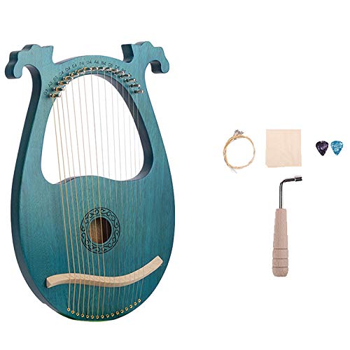 Tamkyo Arpa de Lira, Cuerpo de Caoba de 16 Cuerdas Instrumento de Cuerda Instrumento con Llave de AfinacióN y Cuerdas de Repuesto