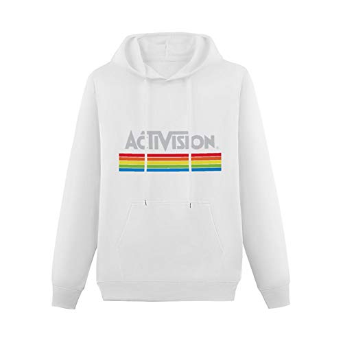 Teenager Adolescent Hoodie Activision Retro Logo Video Game Atari 2600 A Cool Pullover White XL