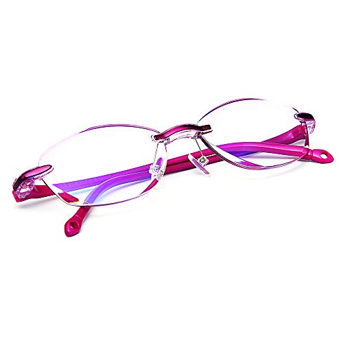 TERAISE Gafas de lectura sin montura Moda Diamante Corte Diseño de borde Lentes anti-azules Lentes de gafas para mujeres(2.5X)