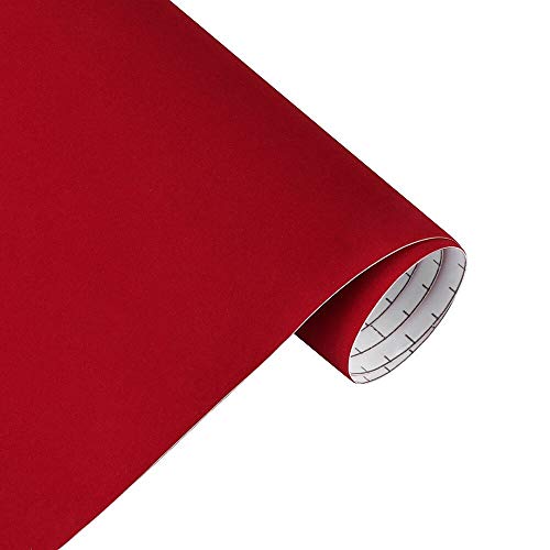 TERCIOPELO ADHESIVO FLEXIFLOCK Fiselina Flocada 45x300 CM Forro de terciopelo para cajones de joyería, manualidades y DIY (Rojo)