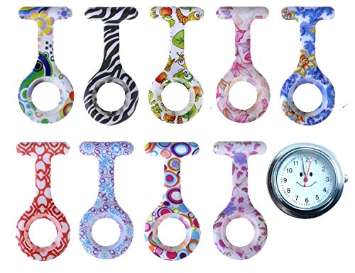Tiga Med - Juego de 9 relojes de enfermera (1 reloj + 9 fundas de silicona)